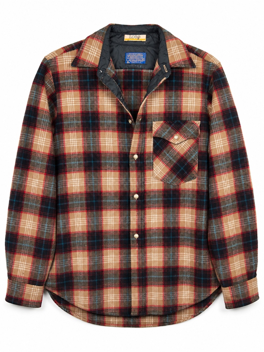 Vintage LOBO by Pendleton Wool Plaid Flannel Shirt Jacket Elbow Patches Mens M